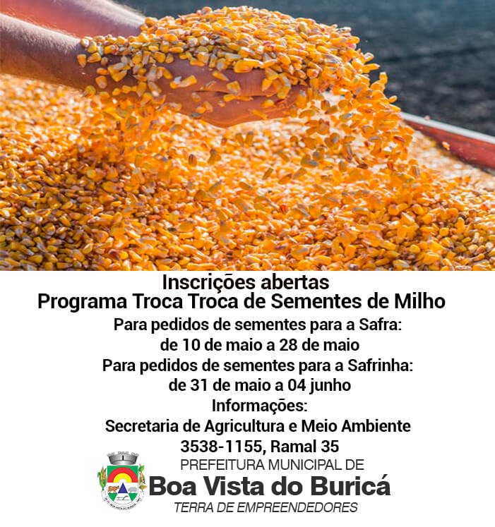 Abertas as inscrições do Programa Troca Troca de sementes de Milho